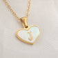 Personalized Heart-Shaped Letter Necklace – White Shell Love Chain