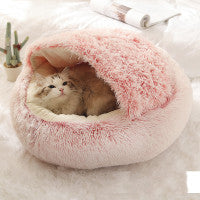 2-in-1 Dog & Cat Bed – Plush Winter Warm Round Pet Bed