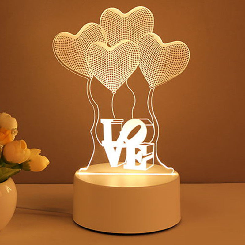 3D Acrylic LED Lamp – USB Night Light for Room Decor & Valentine's Gifts