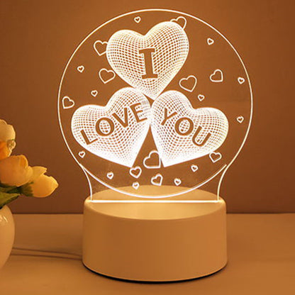 3D Acrylic LED Lamp – USB Night Light for Room Decor & Valentine's Gifts