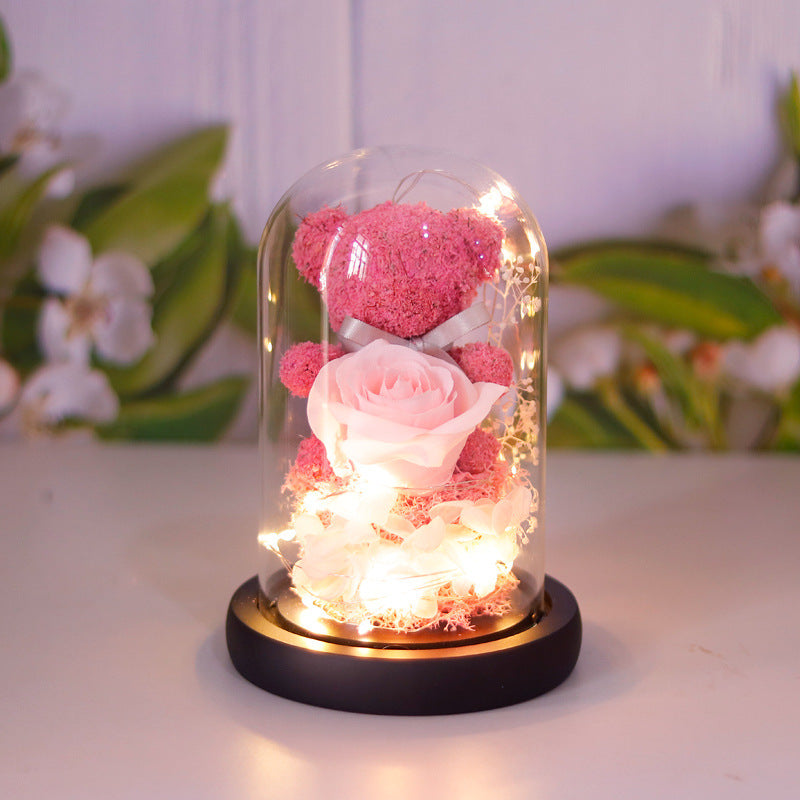 Eternal Rose Gift Box with Teddy Bear & Lights – Valentine's Day Gift