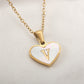 Personalized Heart-Shaped Letter Necklace – White Shell Love Chain