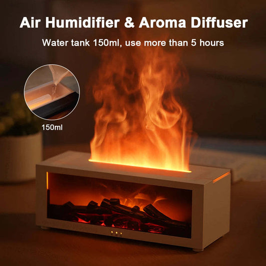 Flame Aromatherapy Diffuser – Colorful Essential Oil & 3D Flame Humidifier