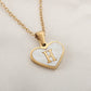 Personalized Heart-Shaped Letter Necklace – White Shell Love Chain