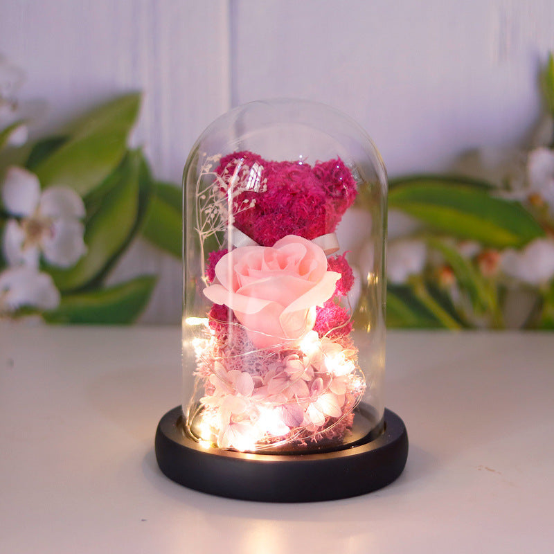 Eternal Rose Gift Box with Teddy Bear & Lights – Valentine's Day Gift