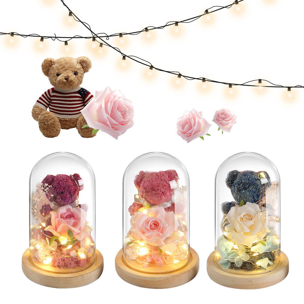 Eternal Rose Gift Box with Teddy Bear & Lights – Valentine's Day Gift