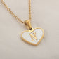 Personalized Heart-Shaped Letter Necklace – White Shell Love Chain