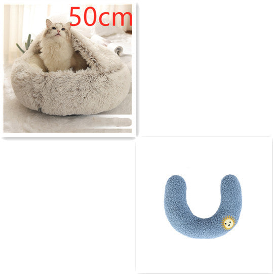 2-in-1 Dog & Cat Bed – Plush Winter Warm Round Pet Bed