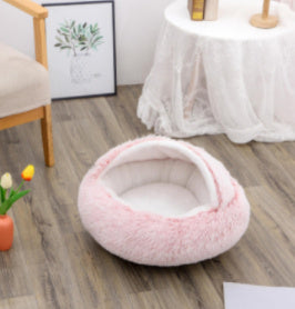 2-in-1 Dog & Cat Bed – Plush Winter Warm Round Pet Bed