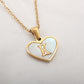 Personalized Heart-Shaped Letter Necklace – White Shell Love Chain