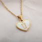 Personalized Heart-Shaped Letter Necklace – White Shell Love Chain