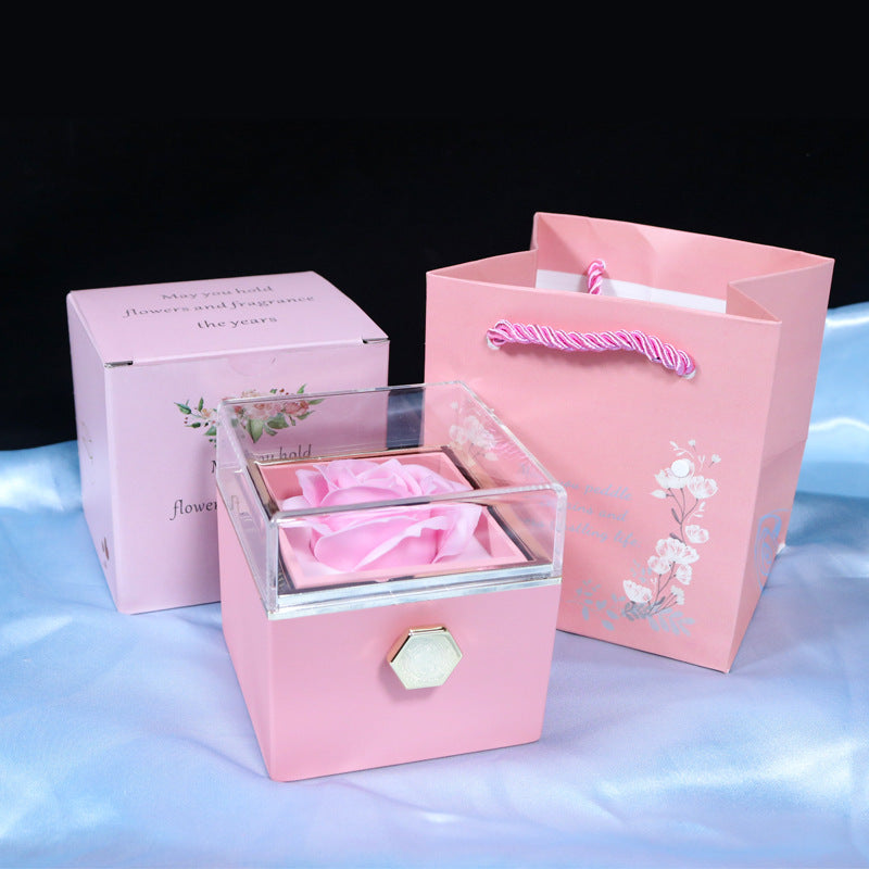 Rotating Rose Soap Gift Box – Jewelry Packaging for Valentine's Day